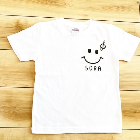【名入れ＊音符×スマイルＴシャツ＆ロンパース（ベビー・キッズ・レディース・メンズ）】
