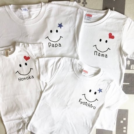 【名入れ＊スマイルＴシャツ＆ロンパース（ベビー・キッズ・レディース・メンズ）】