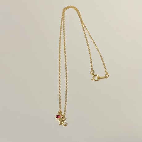 【 イニシャルネックレス(誕生石カラーストーン付き)】