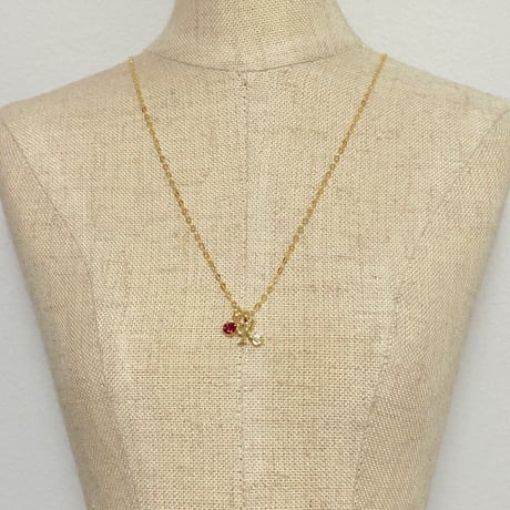 【 イニシャルネックレス(誕生石カラーストーン付き)】