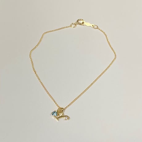 【イニシャルブレスレット(誕生石カラーストーン付き)】