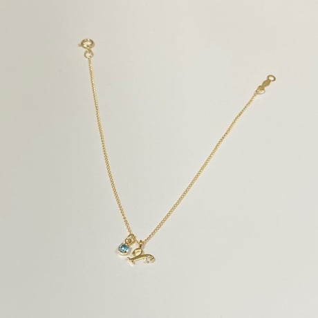 【イニシャルブレスレット(誕生石カラーストーン付き)】