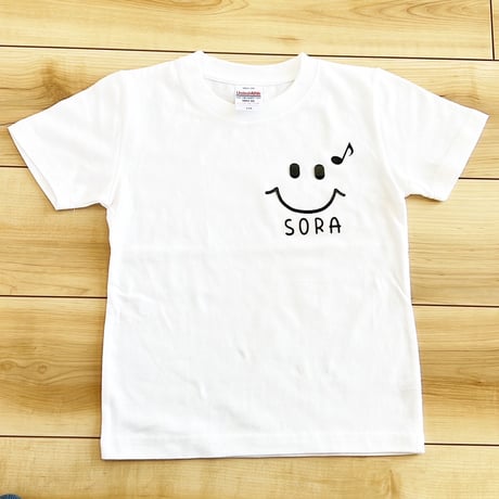 【名入れ＊音符×スマイルＴシャツ＆ロンパース（ベビー・キッズ・レディース・メンズ）】