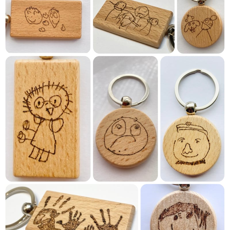 木製＊イラスト・名入れ(文字入れ)キーホルダー】 | ROSE PLUS STORE