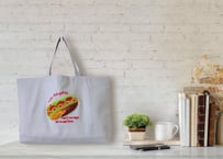ジッパー付き大きめキャンバストート/ホットドッグ刺繍GR