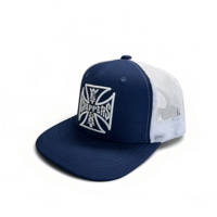 OG CROSS 6 PANEL FLATBILL HAT - NAVY/WHITE