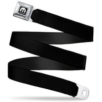 MOPAR Logo Full Color Black/White Seatbelt Belt - Black Webbing
