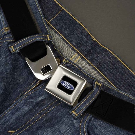 FORD OVAL FULL COLOR BLACK/BLUE SEATBELT BELT