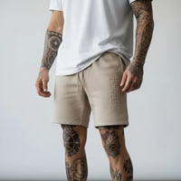 WCC EMBOSSED SWEAT SHORT - BEIGE