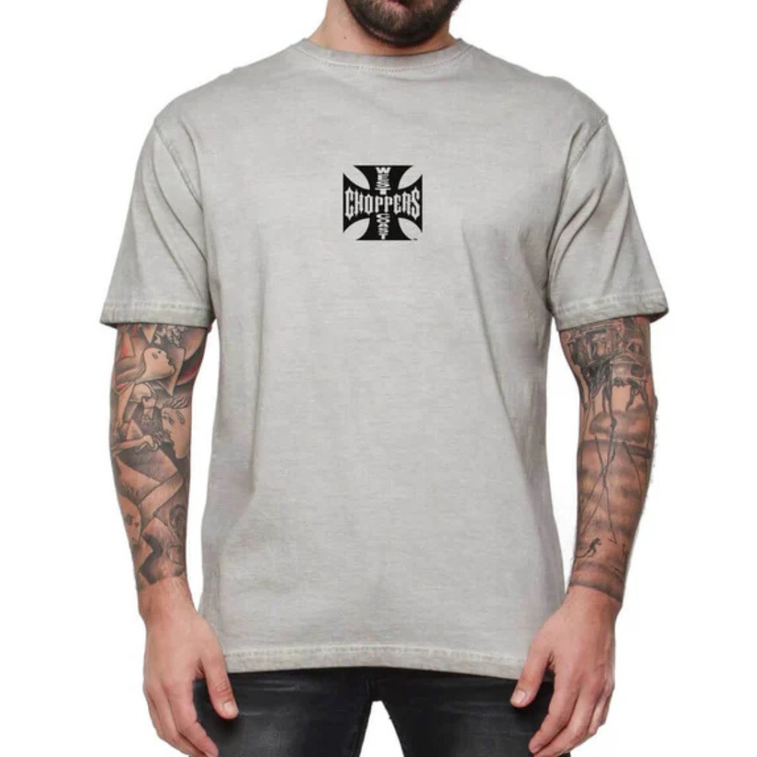 West Coast Choppers 874 Original Fit グレー WCC OG LBC CROSS TEE - VINTAGE GREY WASH | On F