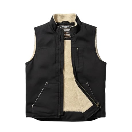 WCC SHERPA LINED HEAVY DUTY CANVAS WORKVEST - BLACK