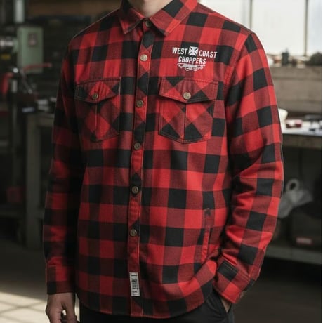 WCC MOTORCYCLE CO. RIDING SHIRT - RED/BLACK