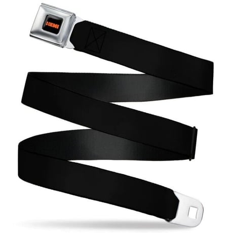 HEMI 426 Logo Full Color Black/Orange - Seatbelt Belt - Black Webbing