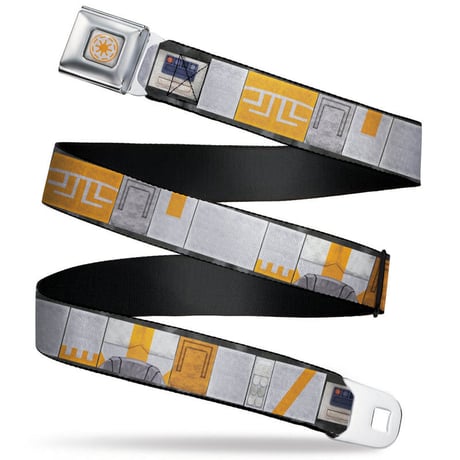 STAR WARS GALACTIC REPUBLIC INSIGNIA FULL COLOR WHITE/YELLOW SEATBELT BELT