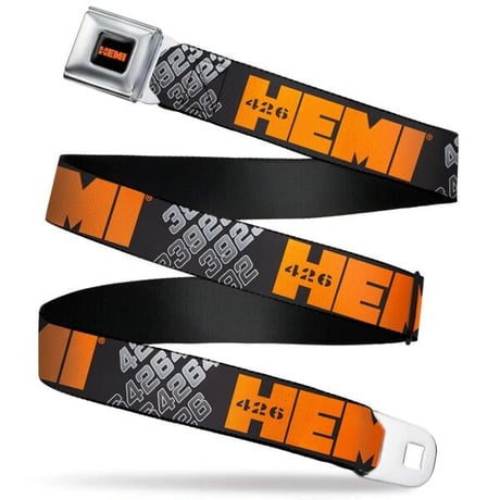 HEMI 426 Logo Full Color Black Orange Seatbelt Belt