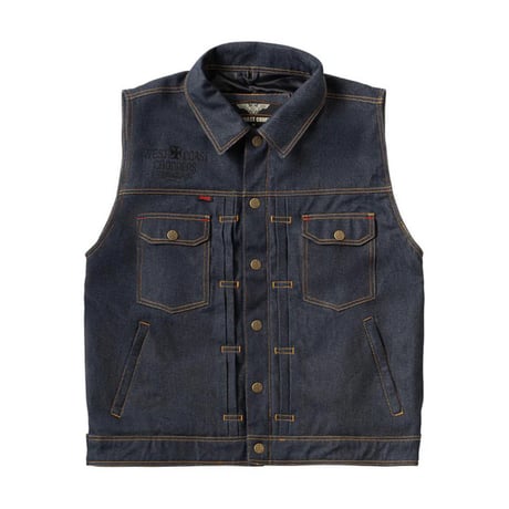 WCC X 13 1/2 DOMINATOR DENIM RIDING VEST -RAW DENIM
