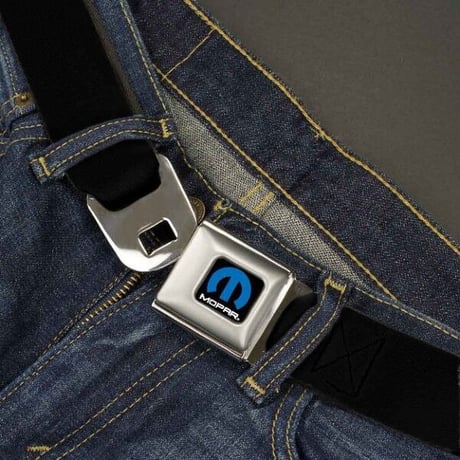 MOPAR Logo Full Color Black/Blue/White - Seatbelt Belt - Black Webbing