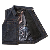 WCC X 13 1/2 DOMINATOR DENIM RIDING VEST -RAW DENIM