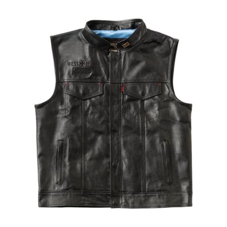 WCC X 13 1/2 DOMINATOR LEATHER RIDING VEST - BLACK