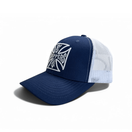 OG CROSS 6 PANEL TRUCKER HAT - NAVY/WHITE