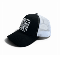 OG CROSS 6 PANEL TRUCKER HAT - BLACK/WHITE
