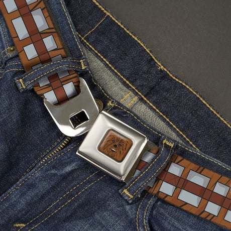 STAR WARS CHEWBACCA FACE CLOSE-UP FULL COLOR BROWN SEATBELT BELT