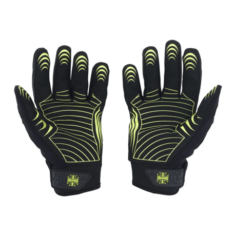 WEST COAST CHOPPERS POR VIDA GLOVES - BLACK/YELLOW