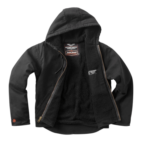WCC SHERPA LINED CANVAS WORK JACKET - BLACK