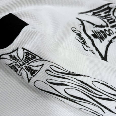 WCC WORN CROSS WAFFLE LONG SLEEVE - WHITE