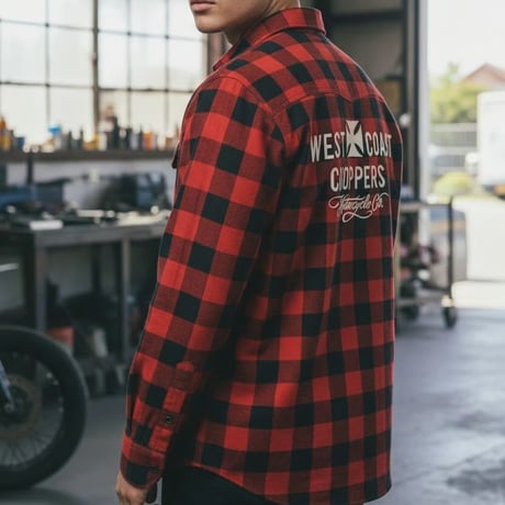 WCC MOTORCYCLE CO. RIDING SHIRT - RED/BLACK