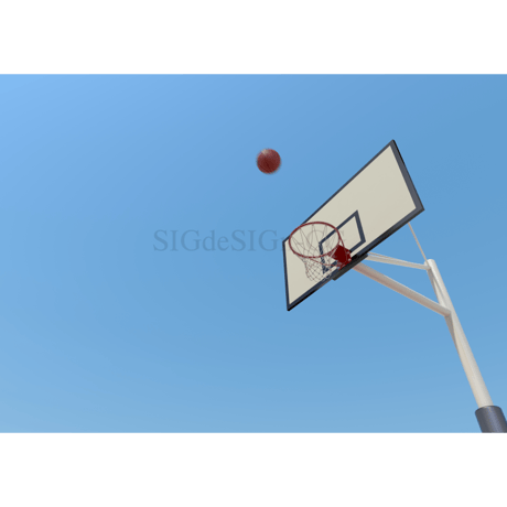 バスケ ゴールへシュート 青空アップ横