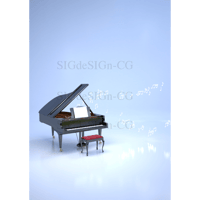 ピアノ 流れる音符 縦水色