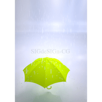 雨とパラソル 俯瞰 縦 黄