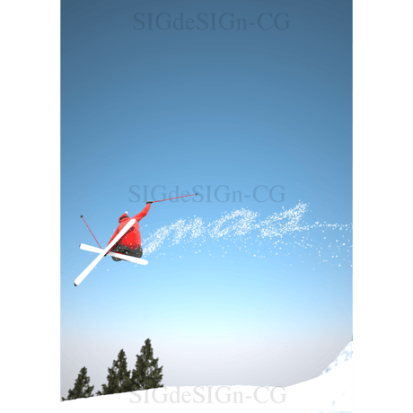 クリスマスはスキー場で　Xmasな雪　縦　CGイラスト画像