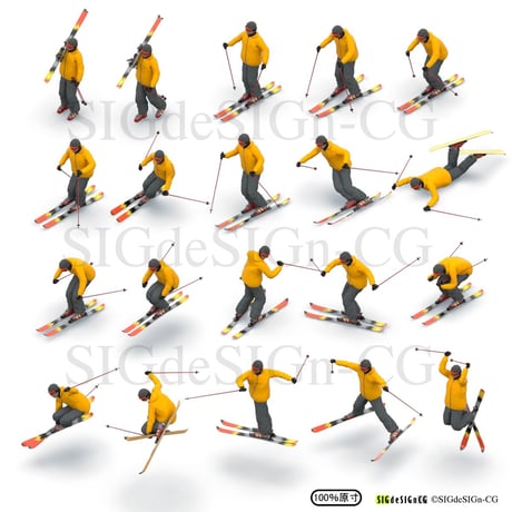 [アイソメ30][2Xスケール] スキーヤー男性 全20枚zip圧縮