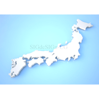 日本地図 クール 青　立体的な3DCG