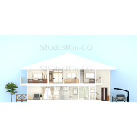インテリア断面展開図 2階建住宅 out003　PNGマスクのセット