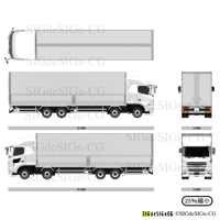 25t大型トラック 新キャビン仕様 5面図 8ｘ4低床ウイングボディ[高解像度版]　透過チャンネルPNG