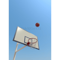 バスケ ゴールへシュート 青空アップ縦