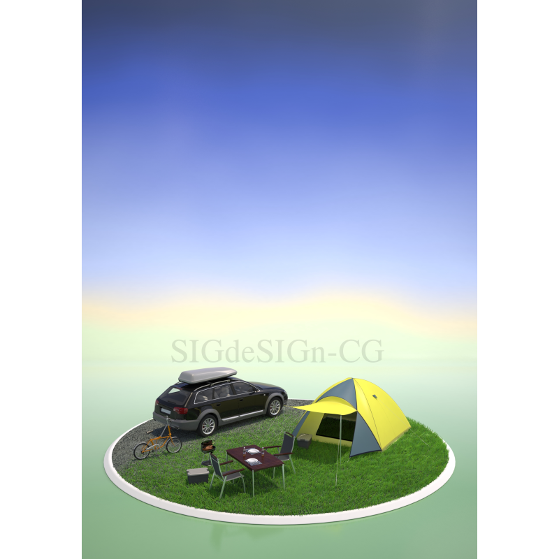 ☆ELGRAND様リクエスト品☆ジオラマ制作素材☆ 草原ジオラマ 車テント 縦 | SIGdeSIGn-CG [シグデザインCG素材画像