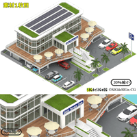 [アイソメ30] 路面店 デッキテラスカフェ1007a イラスト画像