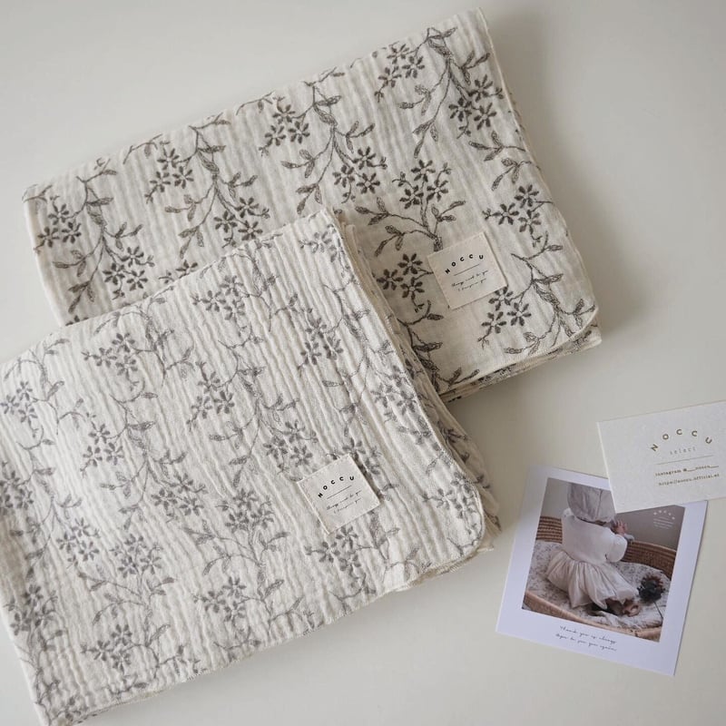 ガーゼケットオーダー⭐︎フラワー 即納》 original flower gauze blanket / 2重ガーゼ | N