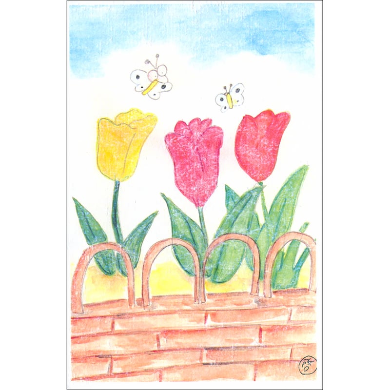 手すき紙の絵葉書（手描き絵画・イラストをプリント）No60225