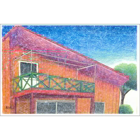 手すき紙の絵葉書（手描き絵画・イラストをプリント）No60045