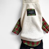 xmasチェックレイヤード風ロンパース