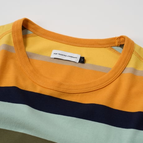 POP TRADING COMPANY (ポップトレーディングカンパニー) / Striped Logo Ls T-shirt