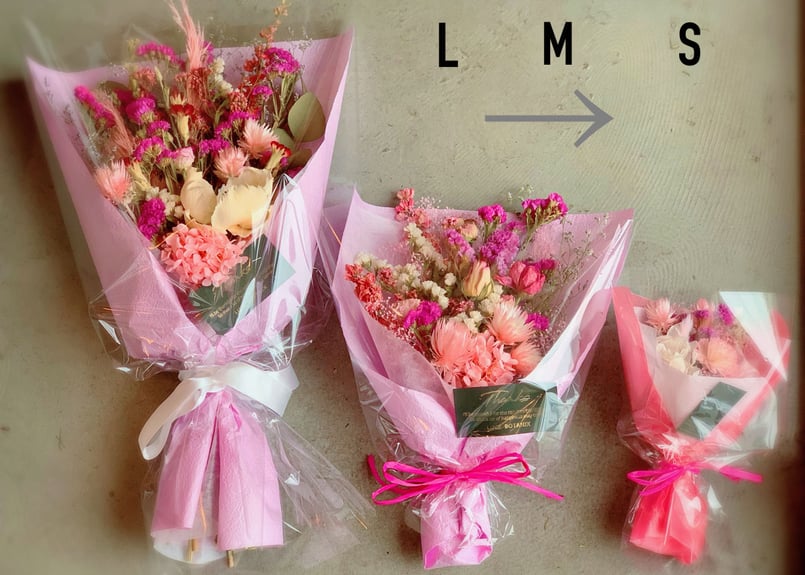 ドライフラワーブライダルブーケ さくらクラシカルピンク パーム