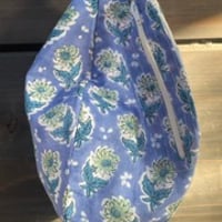 オリジナルブロックプリントのジャパマーラーバッグ  青花