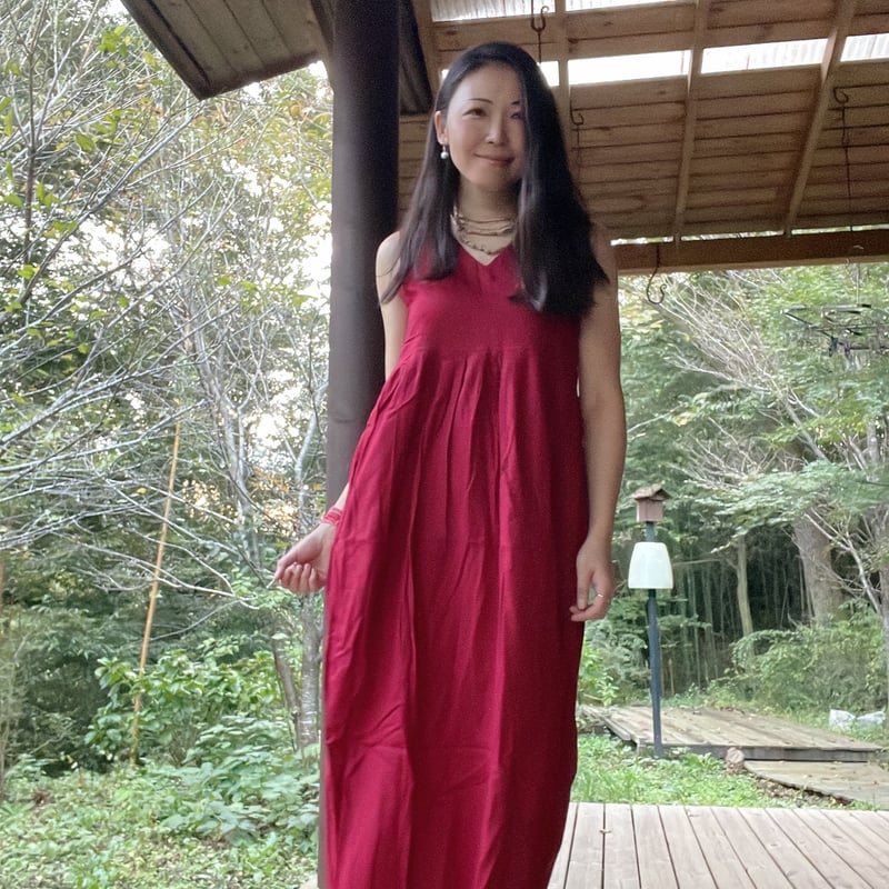 天然染めカディのインドコットンワンピース レッド | MANGALA ARATI