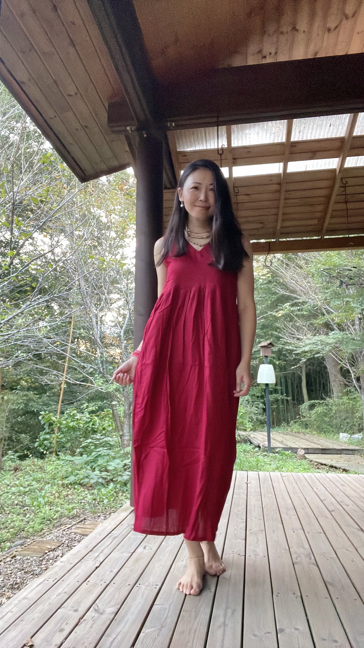 天然染めカディのインドコットンワンピース レッド | MANGALA ARATI